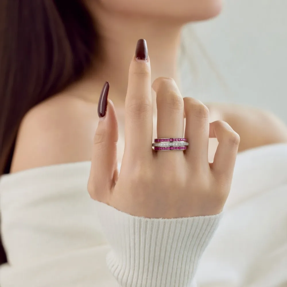 925 Sterling Silver Gear Zirconia Band Ring 70100256 - image5