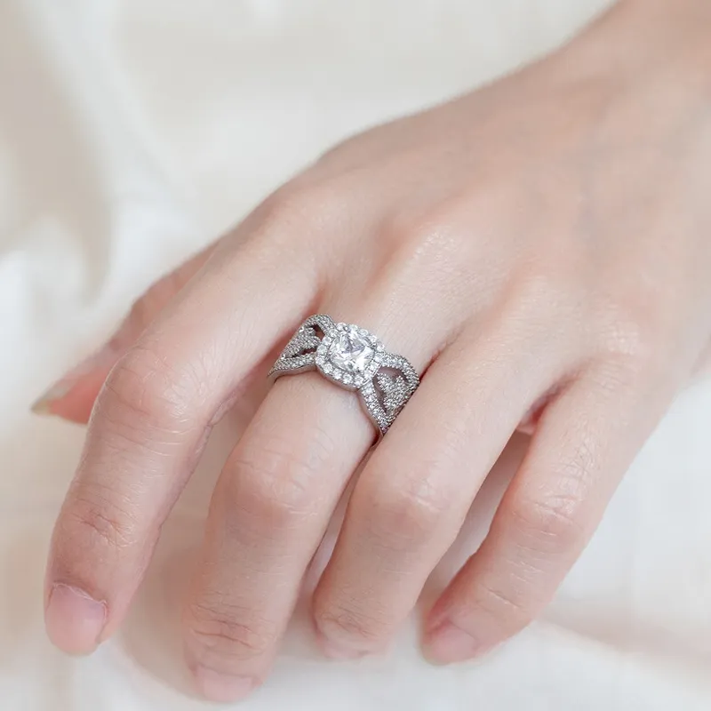 925 Sterling Silver Elegant Wedding Zirconia Band Ring 70100262 - image2