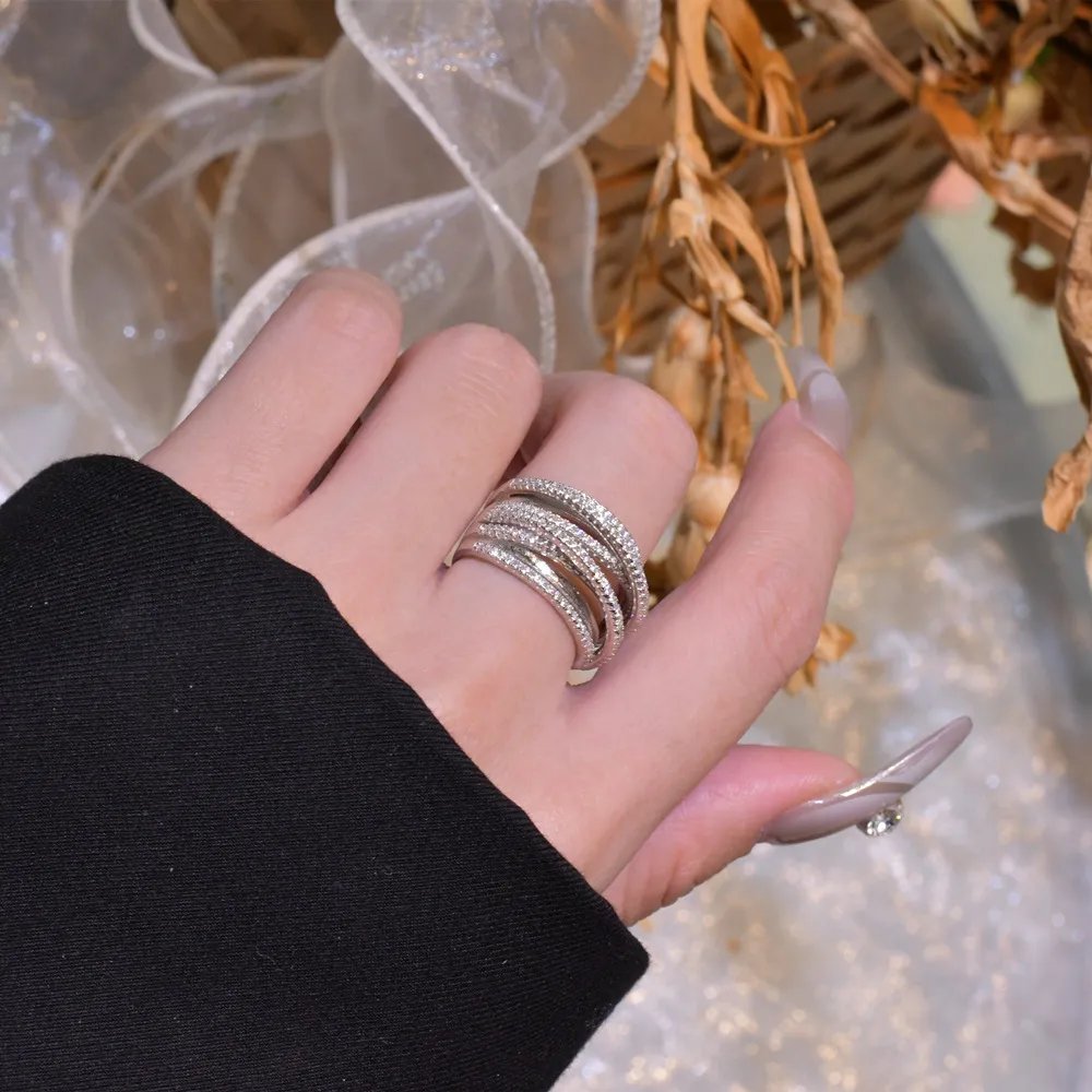 925 Sterling Silver Twisited Layers Zirconia Band Ring 70100264 - image2