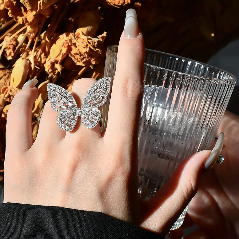 925 Sterling Silver Luxury Butterfly Zirconia Band Ring 70100267 - image2