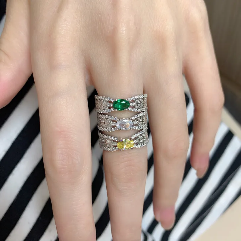 925 Sterling Silver Leaf Zirconia Emerald Band Ring 70100270 - image1