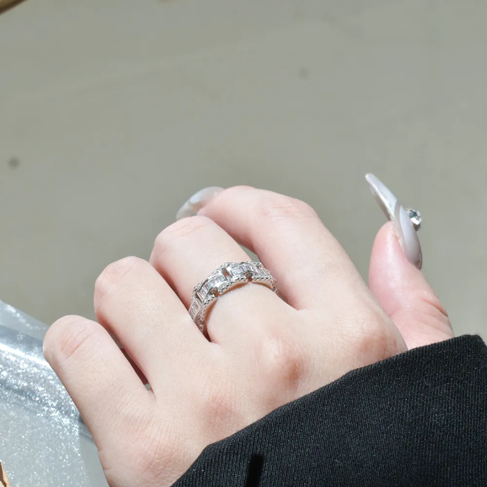 925 Sterling Silver Party Chain Zirconia Band Ring 70100274 - image1