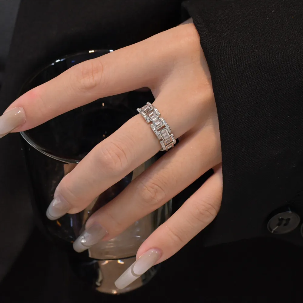 925 Sterling Silver Party Chain Zirconia Band Ring 70100274 - image2