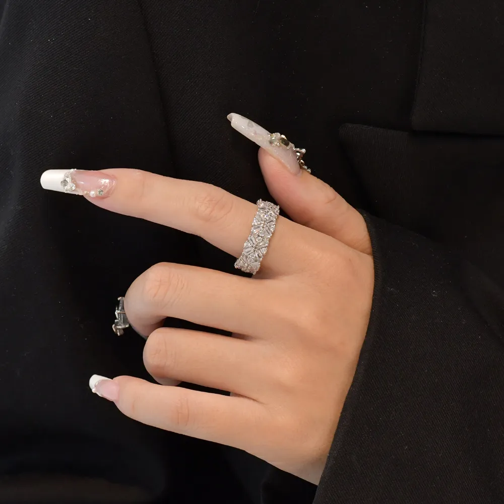 925 Sterling Silver Party Flower Zirconia Band Ring 70100280 - image1