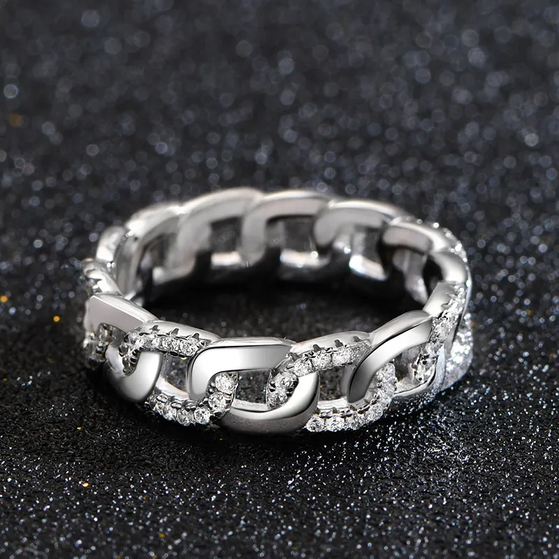 925 Sterling Silver Unique Hiphop Zirconia Band Ring 70100281 - image2