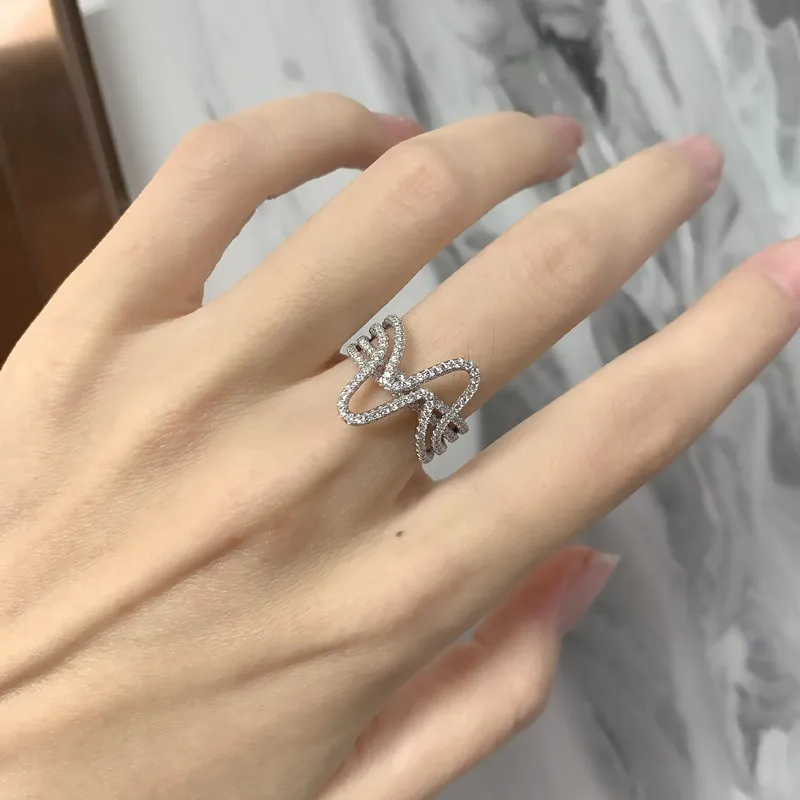 925 Sterling Silver Hiphop Lines Zirconia Band Ring 70100291 - image1