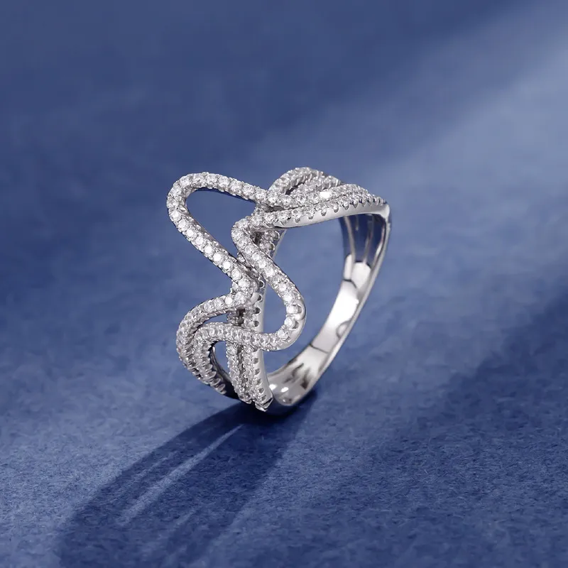 925 Sterling Silver Hiphop Lines Zirconia Band Ring 70100291 - image2