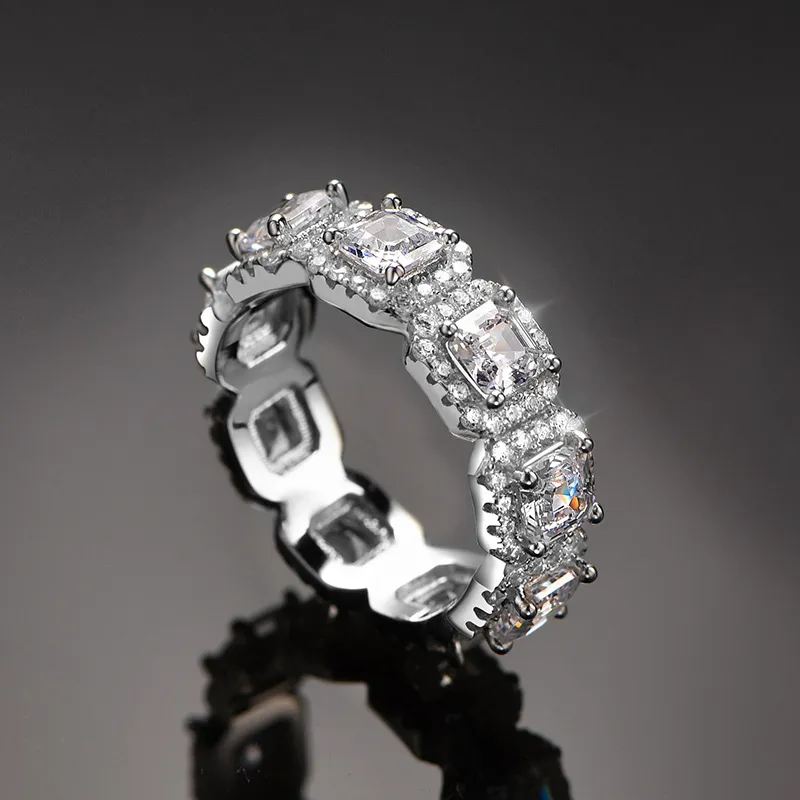 925 Sterling Silver Luxury Party Square Zirconia Band Ring 70100295 - image2