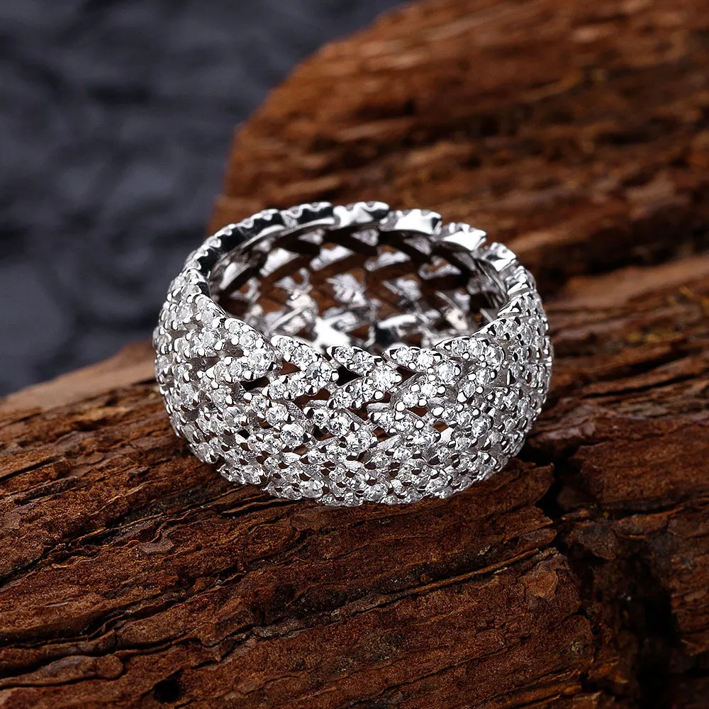 925 Sterling Silver V Shape Zirconia Band Ring 70100297 - image3