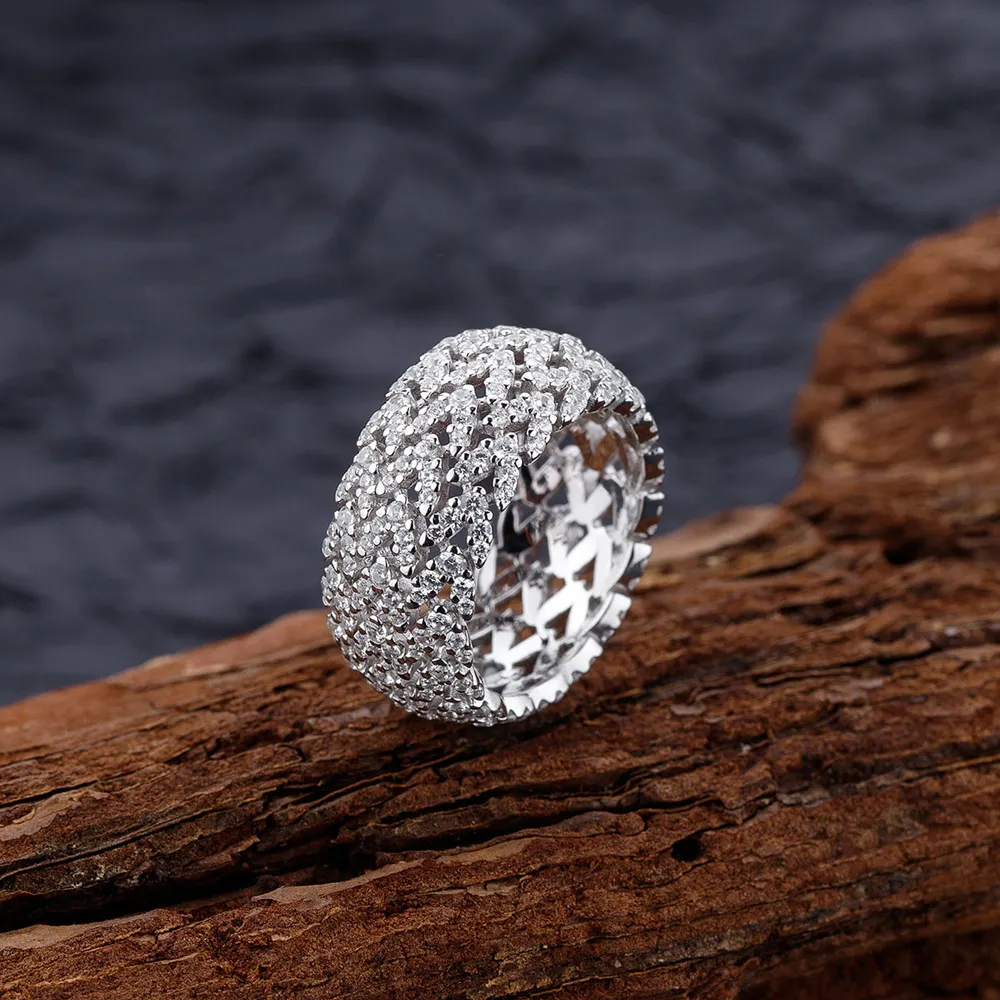 925 Sterling Silver V Shape Zirconia Band Ring 70100297 - image2