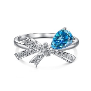 925 Sterling Silver Lovely Bow Zirconia Band Ring 70100301