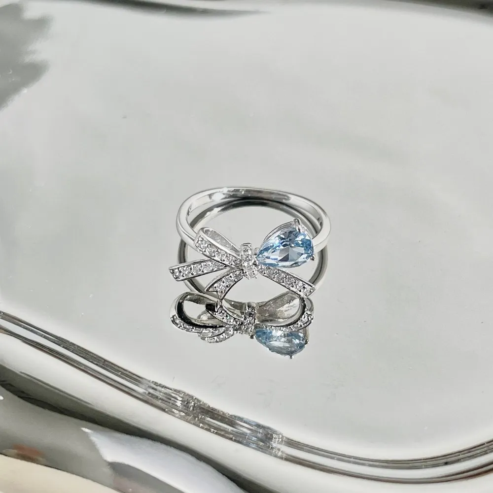 925 Sterling Silver Lovely Bow Zirconia Band Ring 70100301 - image4