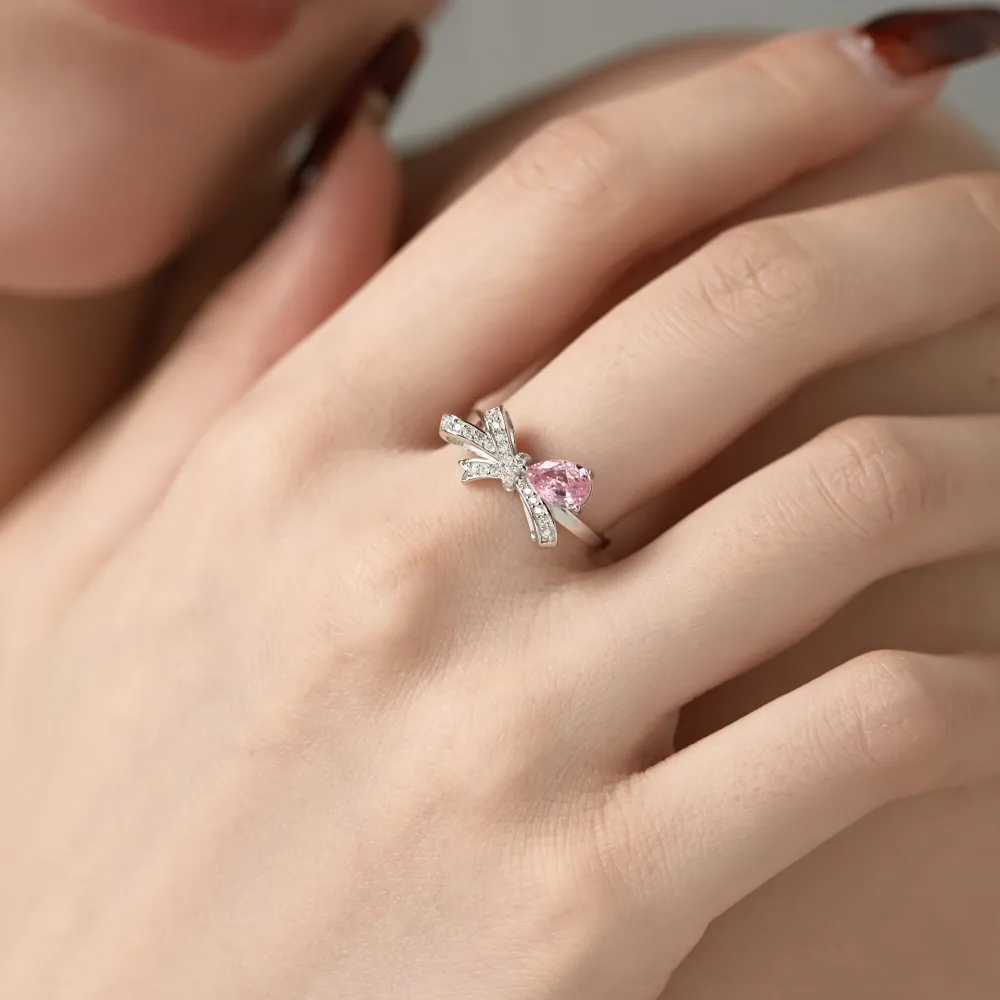925 Sterling Silver Lovely Bow Zirconia Band Ring 70100301 - image2