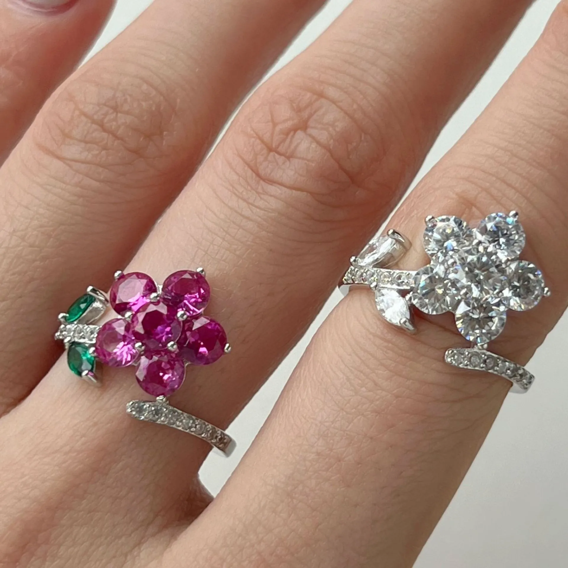 925 Sterling Silver Mariquesa Flower Zirconia Band Ring 70100302 - image1