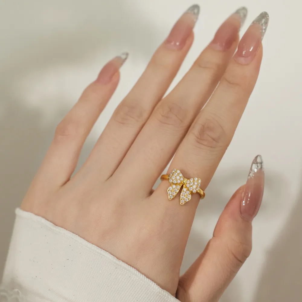 Unique Cubic Zirconia Butterfly Bow Ring 70100303 - image2