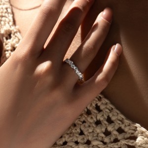 925 Sterling Silver 5A Zirconia Band Ring 70100306