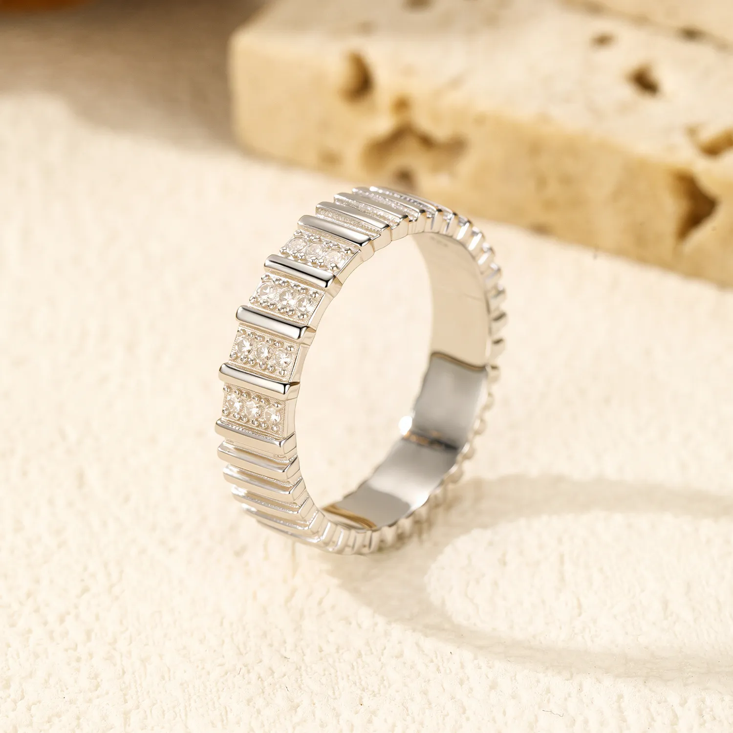 S925  D-VVS1 Moissanite Gear Band Ring 70100308 - image2