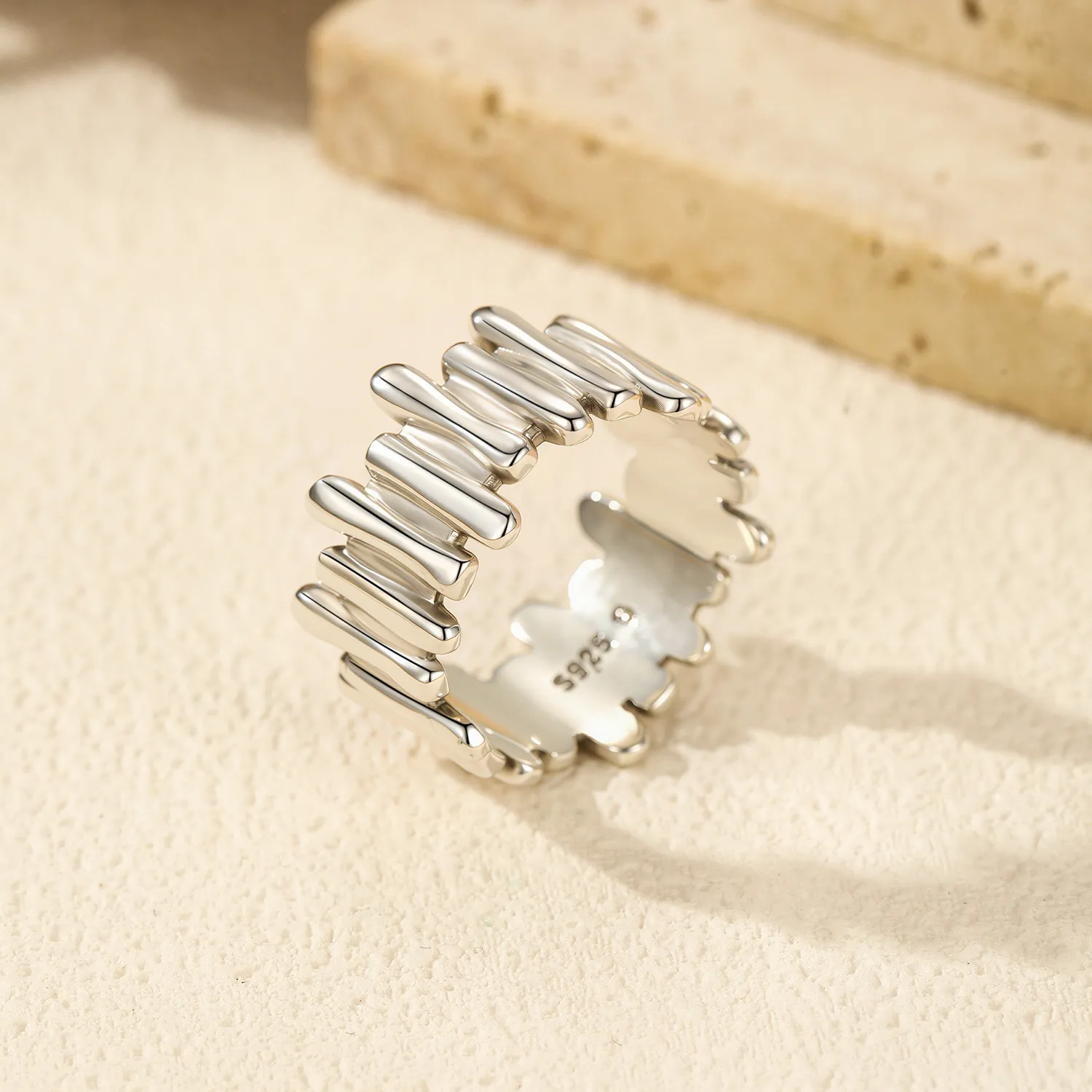 S925 Geometric Vintage Lines Band Ring 70100309 - image2