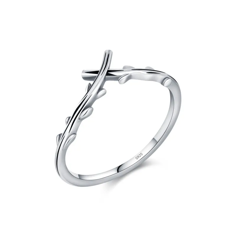 S925 Vintage Olive Branch Band Ring 70100313