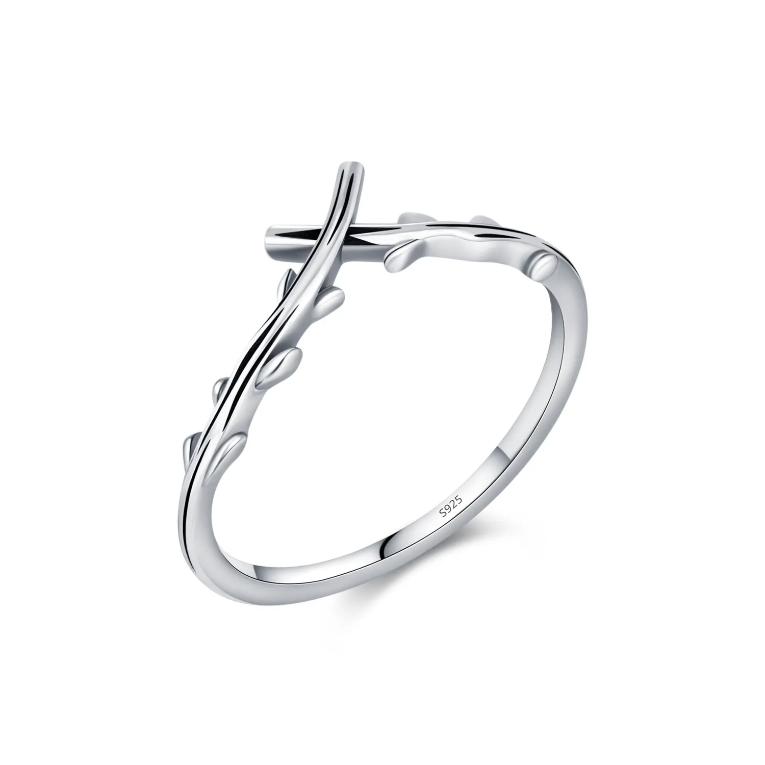 S925 Vintage Olive Branch Band Ring 70100313