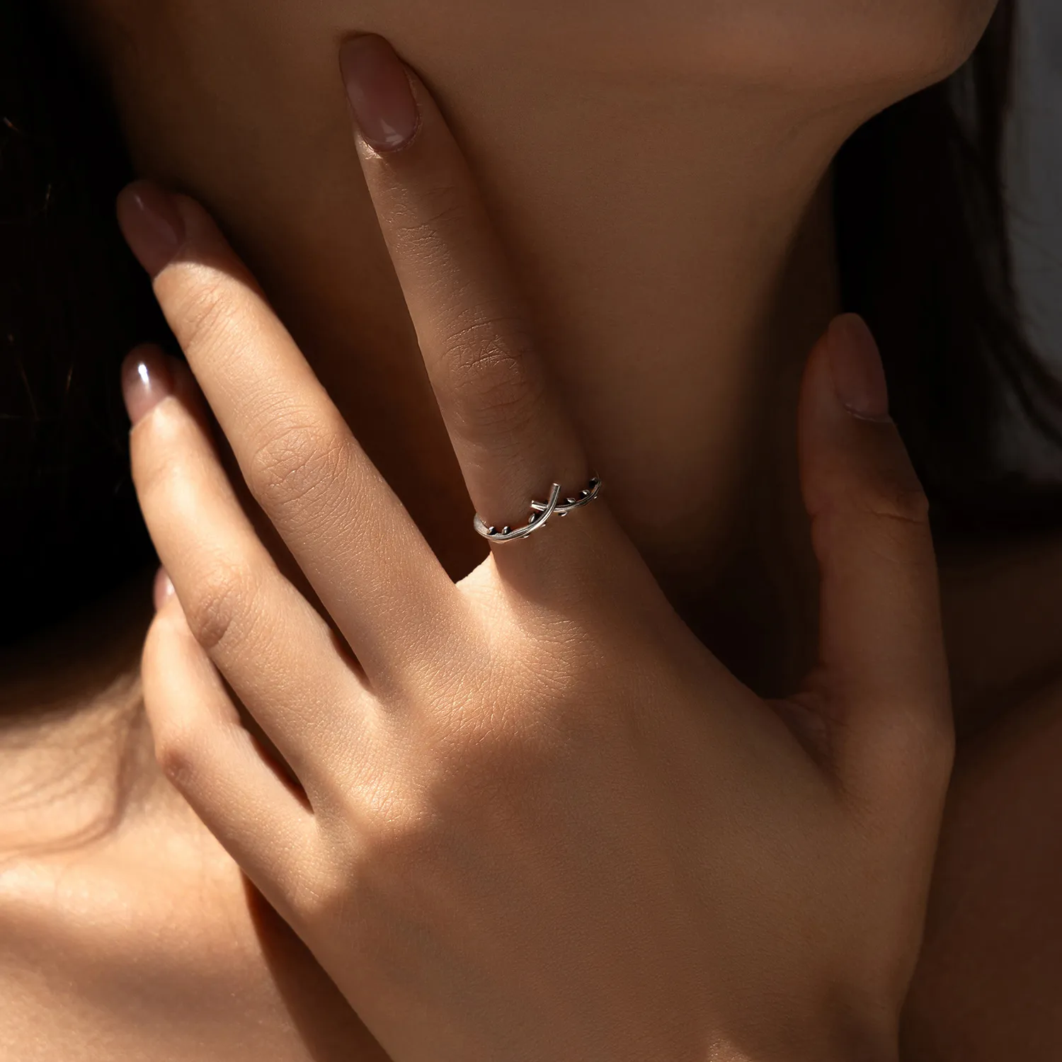 S925 Vintage Olive Branch Band Ring 70100313 - image1