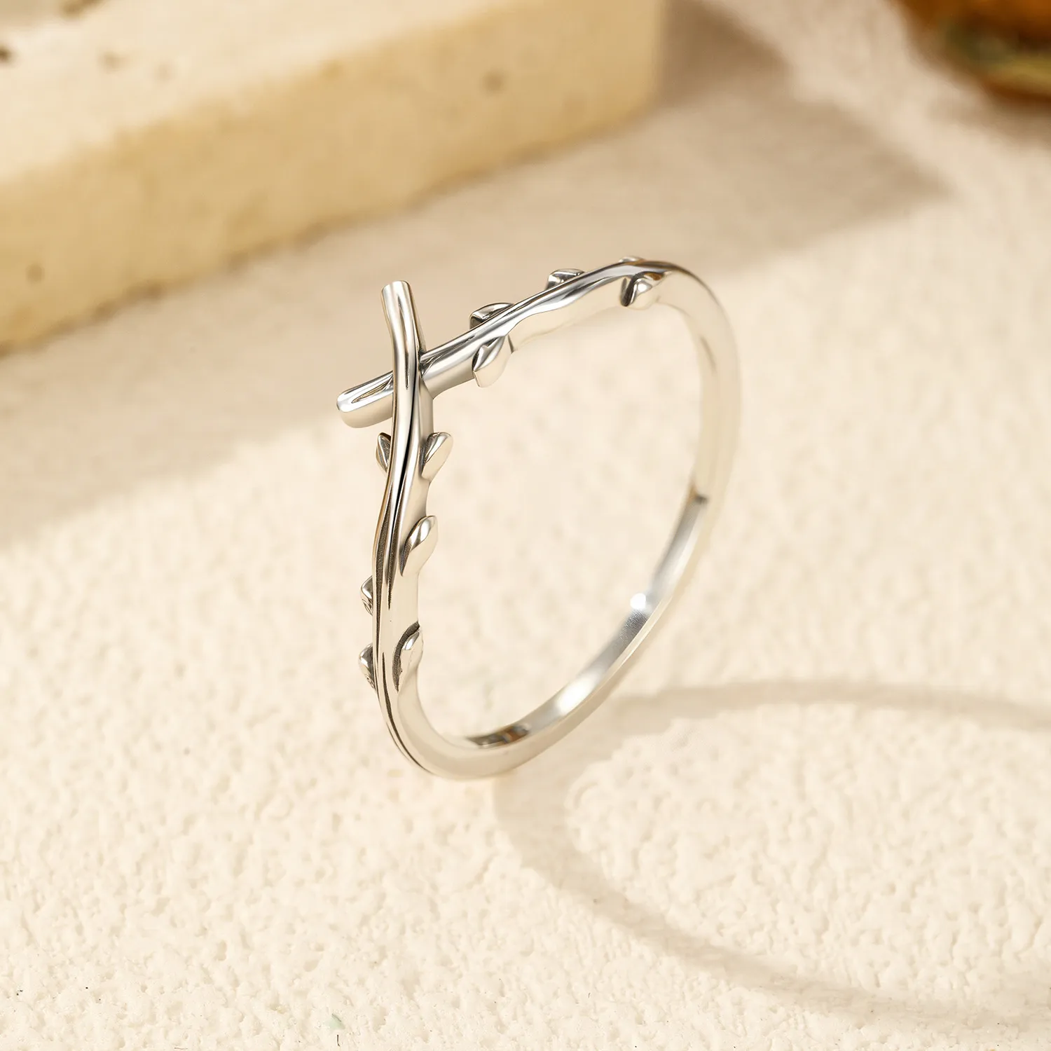 S925 Vintage Olive Branch Band Ring 70100313 - image2