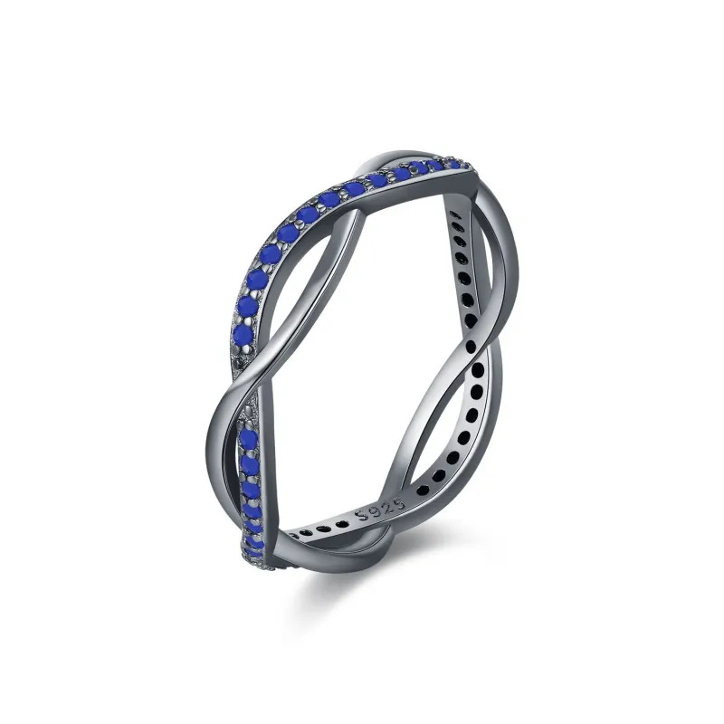 925 Sterling Silver Ash Black Twisted Zirocnia Ring 70100315