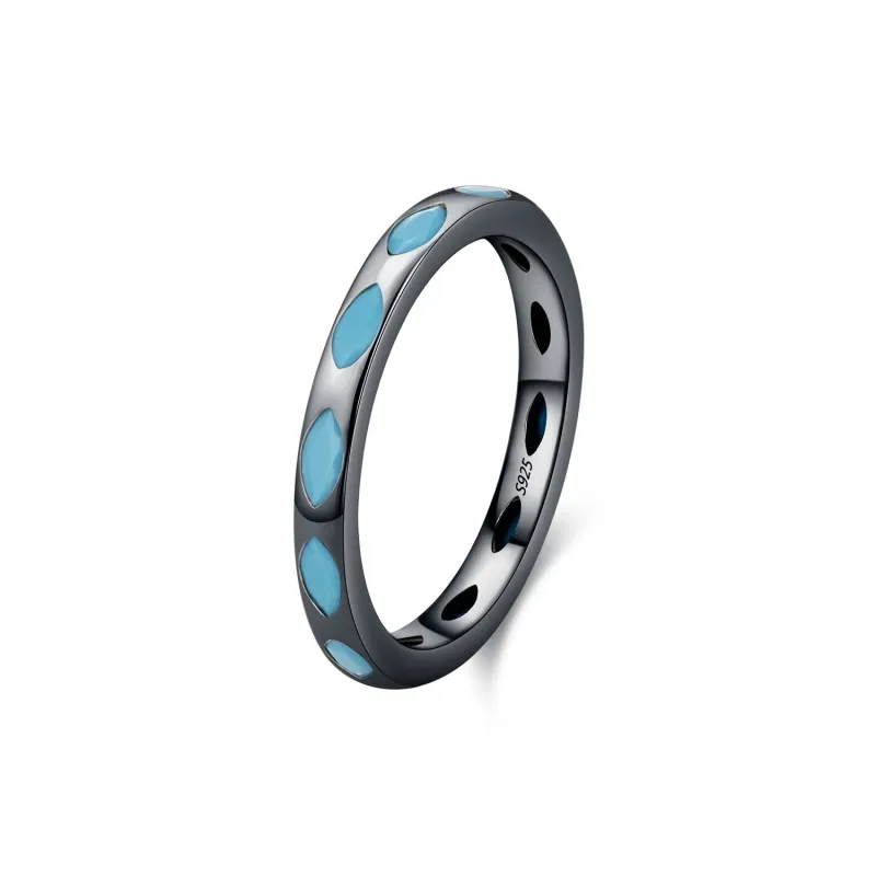 925 Sterling Silver Vintage Turquoise Band Ring 70100319
