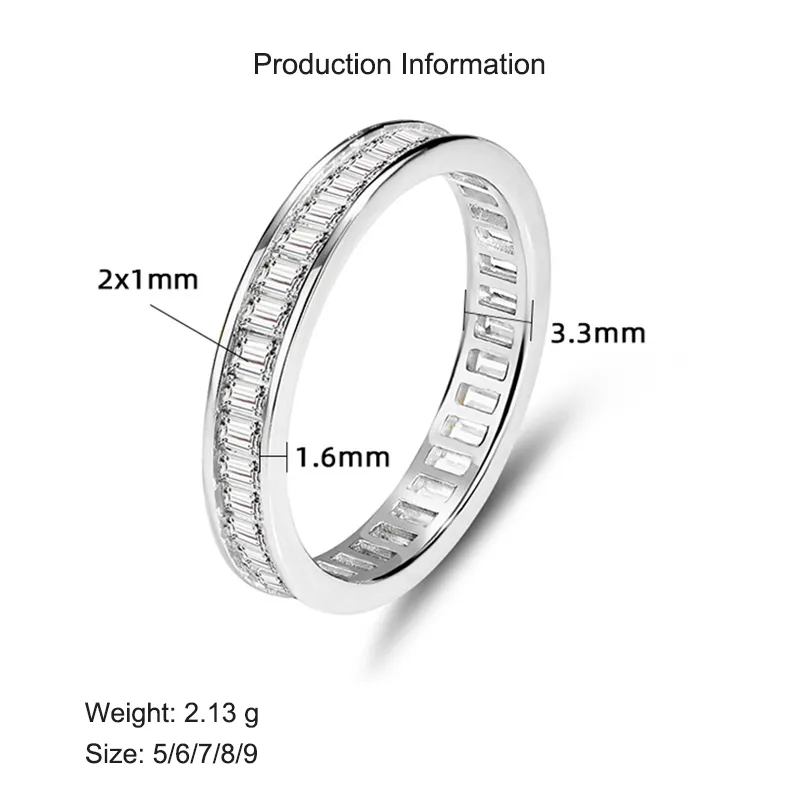 925 Sterling Silver Full Eternity Baguette CZ Ring 70100322 - image2