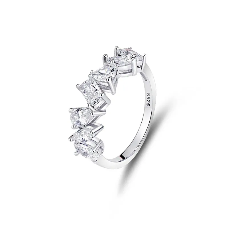 925 Sterling Silver Tapered Teardrop Baguette CZ Ring 70100323