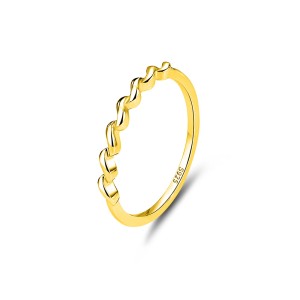 925 Sterling Silver Minimalist Twisted Wave Stacking Ring 70100325