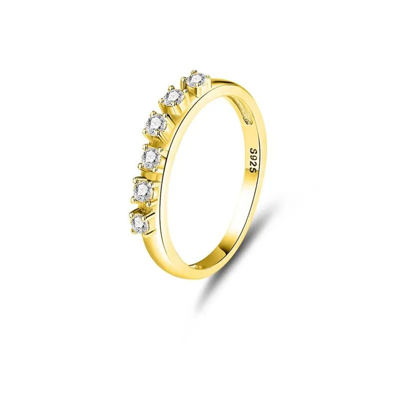 925 Sterling Silver Irregular CZ Stacking Dainty Band Ring 70100326