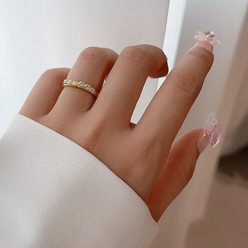 925 Sterling Silver Irregular CZ Stacking Dainty Band Ring 70100326 - image1