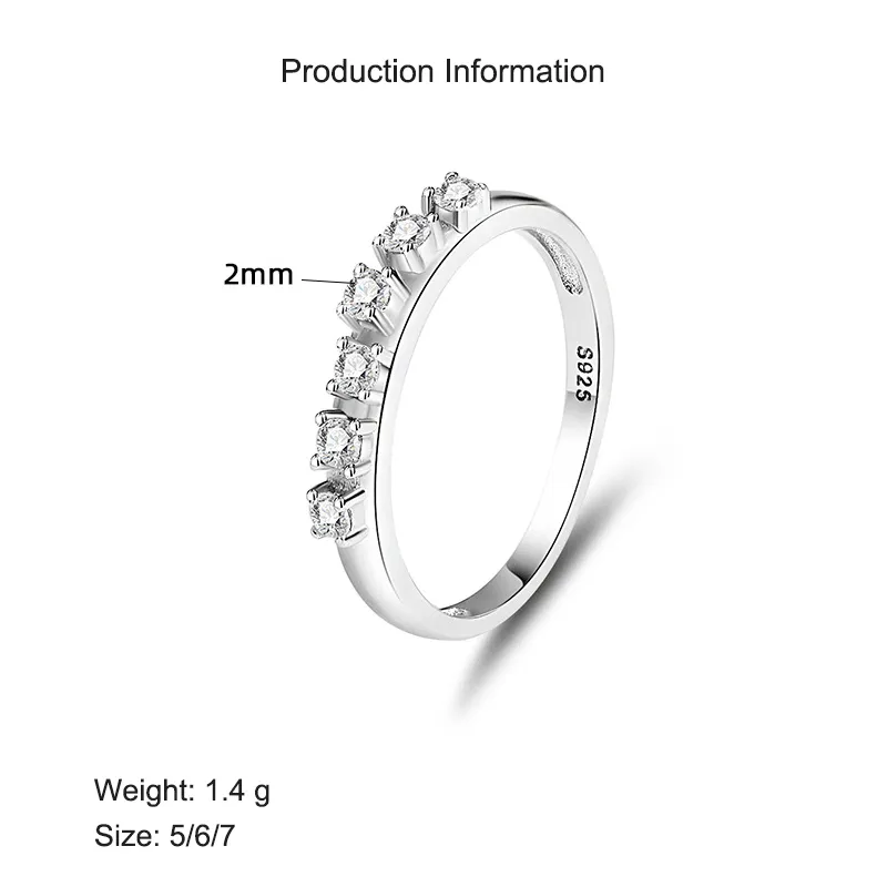 925 Sterling Silver Irregular CZ Stacking Dainty Band Ring 70100326 - image2