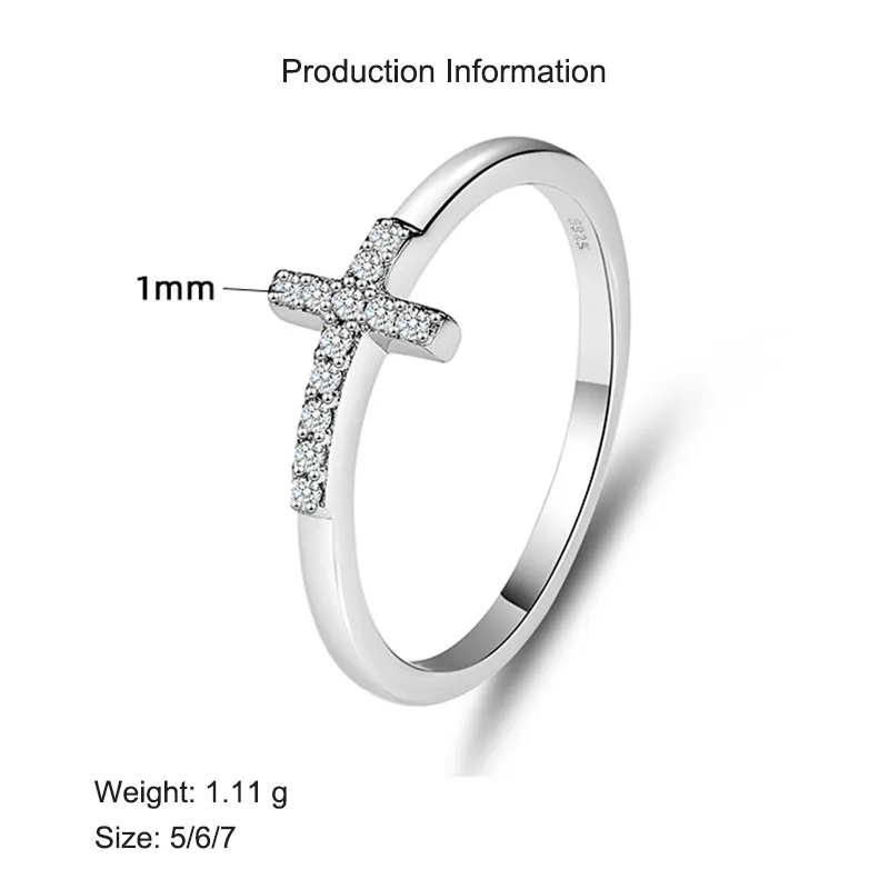 925 Sterling Silver Pave CZ Cross Stacking Ring 70100328 - image2