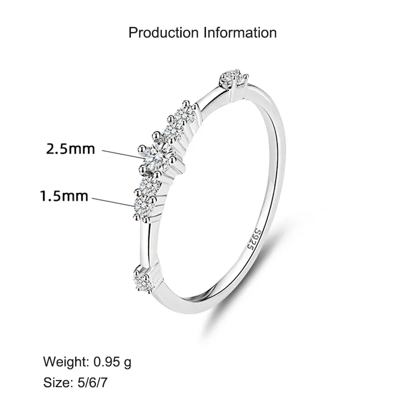 925 Sterling Silver CZ Stacking 7 Sparkling Stones Ring 70100329 - image2