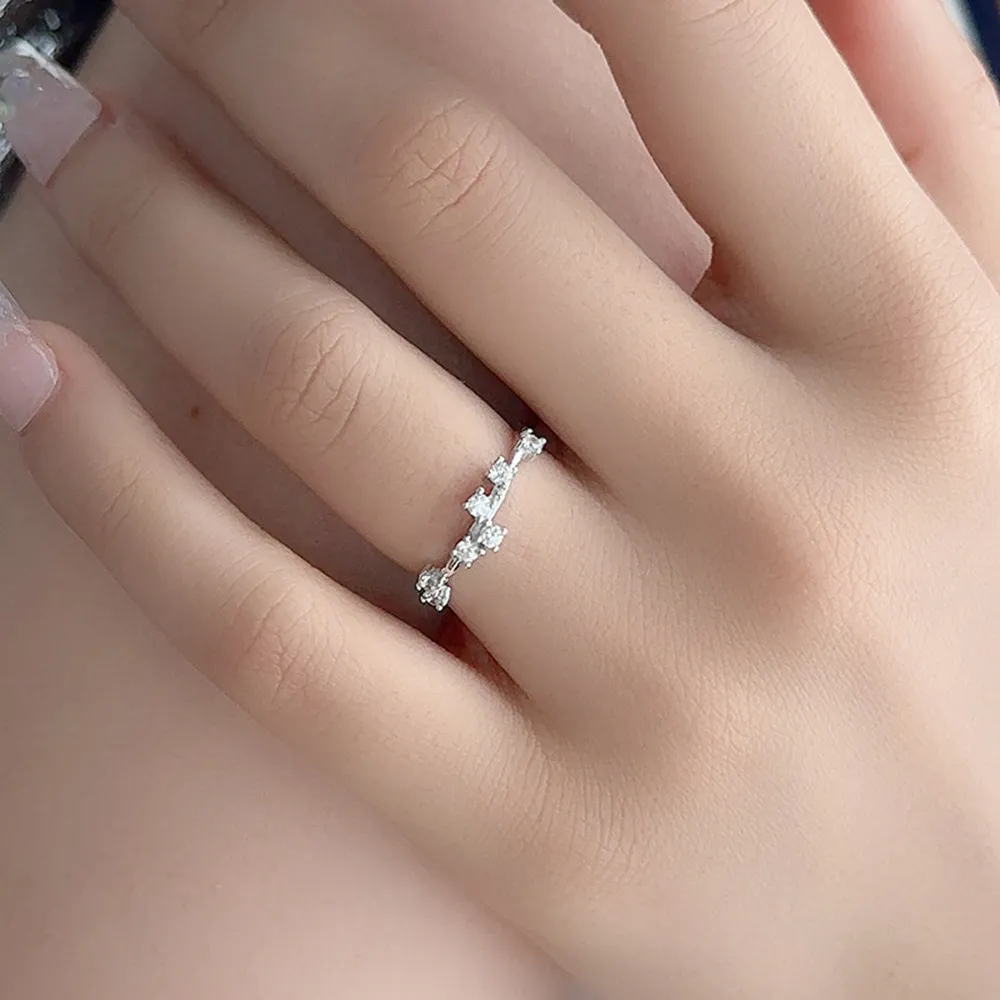 925 Sterling Silver Asymmetric CZ Starburst Ring 70100330 - image1