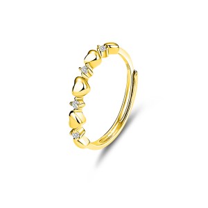 925 Sterling Silver Adjustable Open Heart Ring 70100333