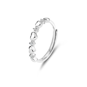 925 Sterling Silver Adjustable Open Heart Ring 70100333