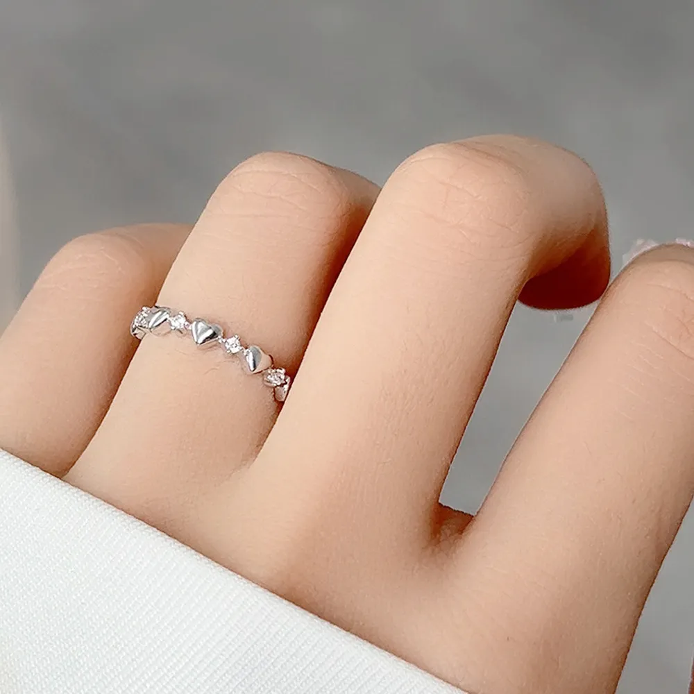925 Sterling Silver Adjustable Open Heart Ring 70100333 - image1