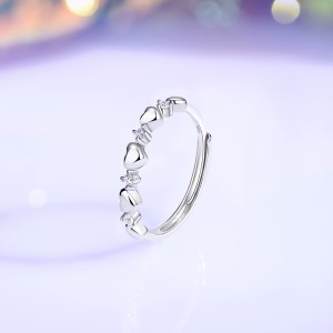 925 Sterling Silver Adjustable Open Heart Ring 70100333