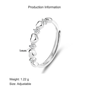 925 Sterling Silver Adjustable Open Heart Ring 70100333
