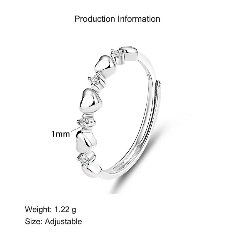 925 Sterling Silver Adjustable Open Heart Ring 70100333 - image2
