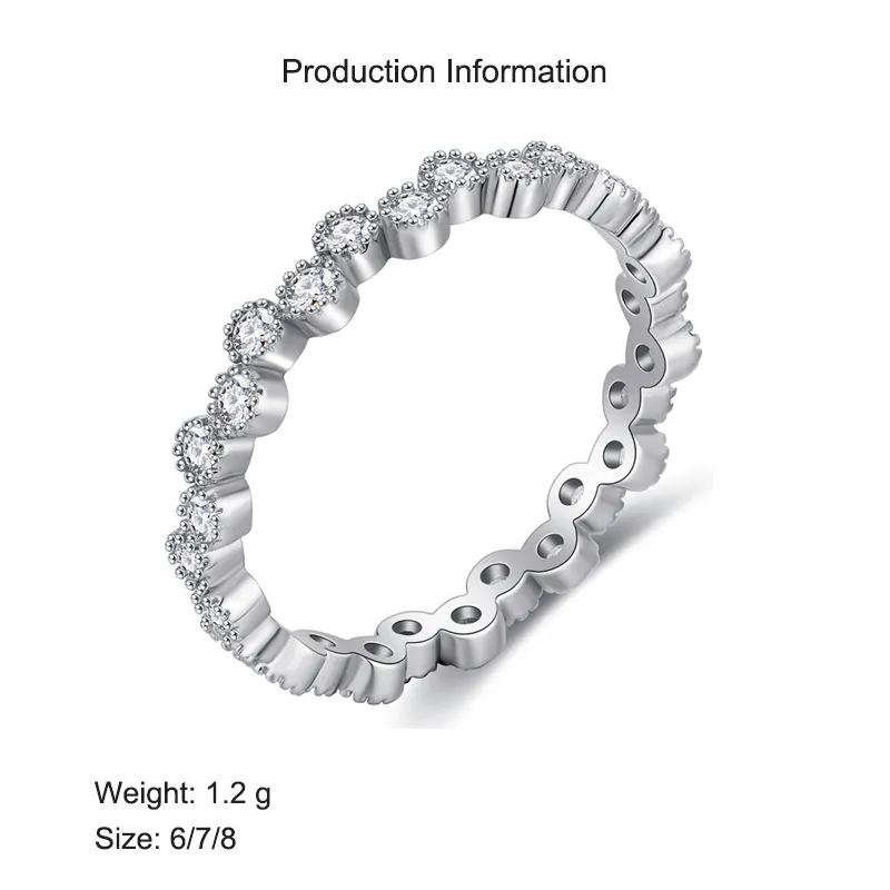 925 Sterling Silver Minimalist  Round CZ Stacking Band Ring 70100337 - image2