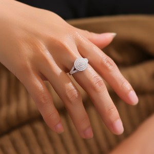 925 Sterling Silver Full Pave CZ Statement Ring 70100338