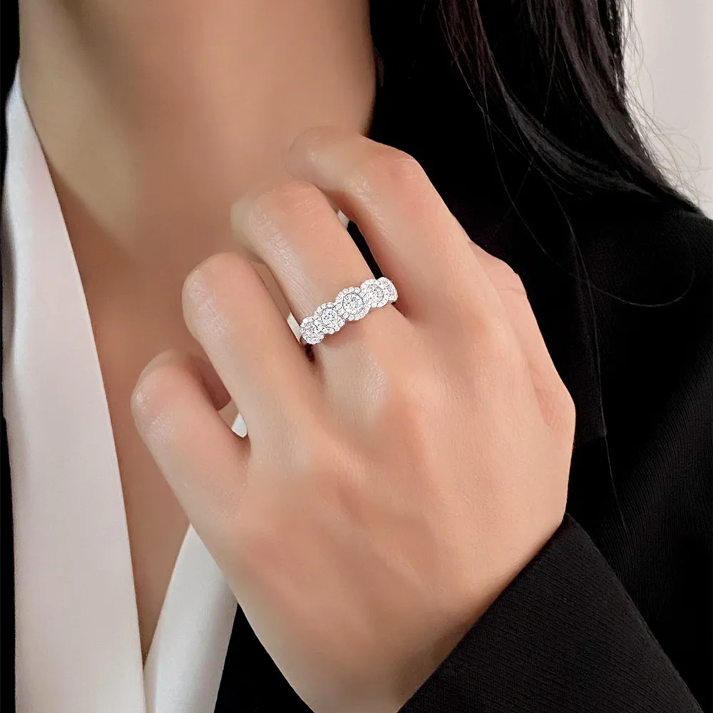 925 Sterling Silver Round Halo CZ Band Ring 70100339 - image1