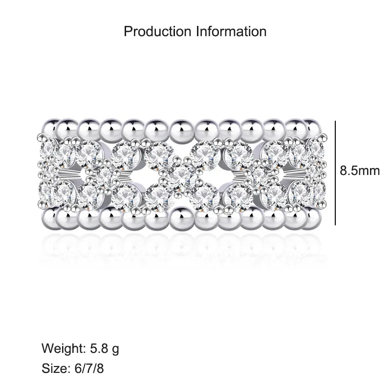 925 Sterling Silver Full Pavé Clover Band Ring 70100340 - image2
