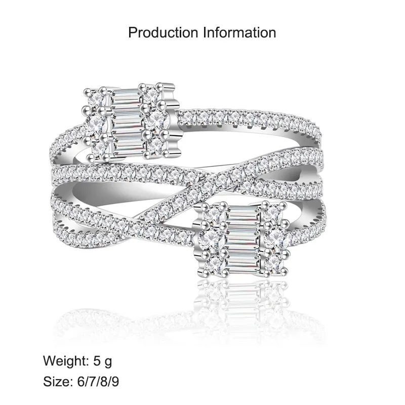 925 Sterling Silver Multi-Layer Baguette Round CZ Band Ring 70100341 - image2
