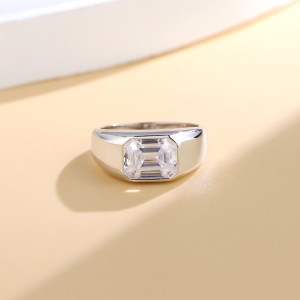 925 Sterling Silver 8A Emerald Cut Statement Band Ring 70100343