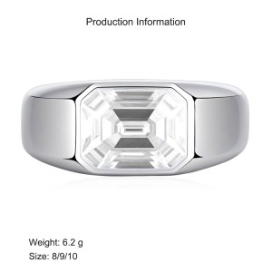 925 Sterling Silver 8A Emerald Cut Statement Band Ring 70100343